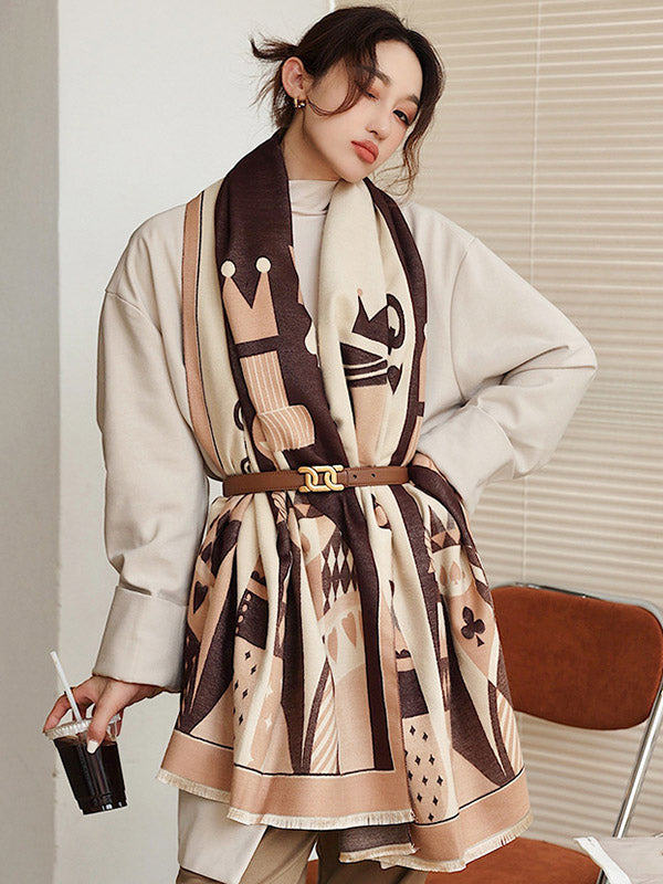 Winter Keep Warm Tasseled Imitated Cashmere Shawl&Scarf