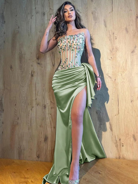 Mariana Crystal Ruched Maxi Dress
