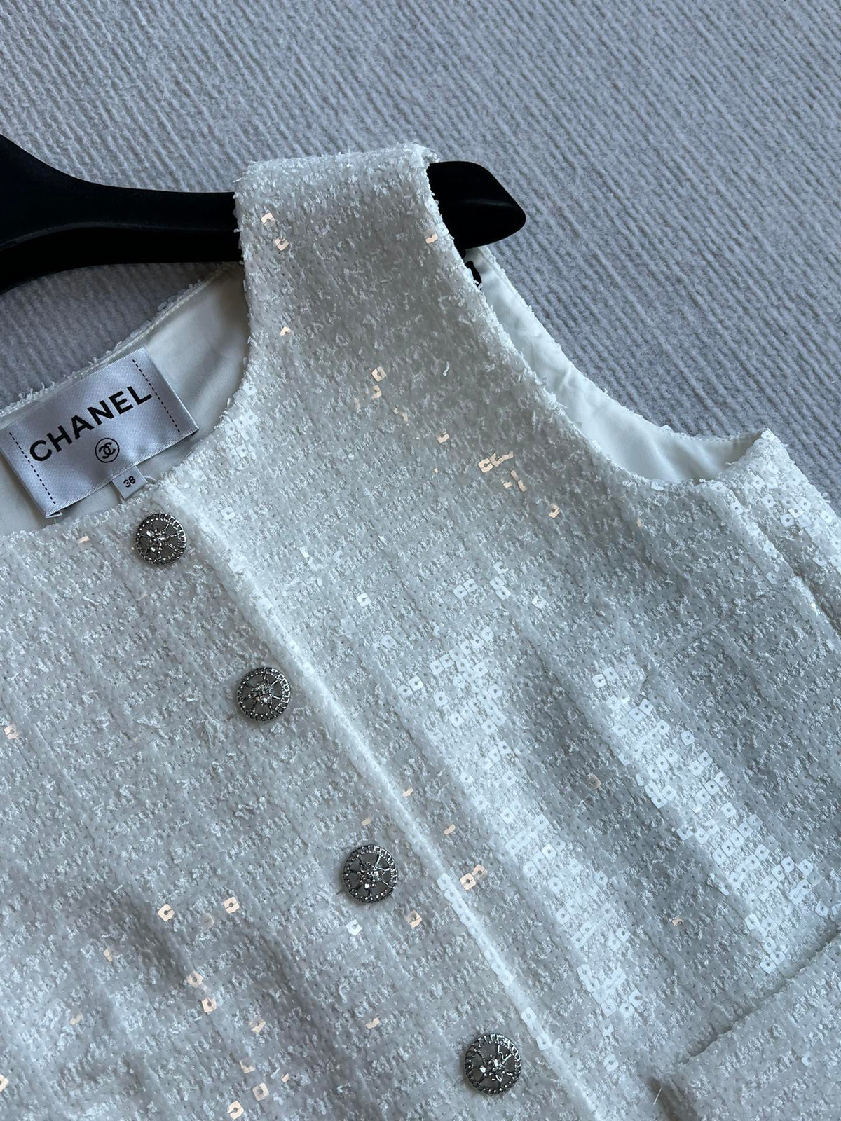 CC 25 Tweed Set Vest White Cotton Polyamide 251650