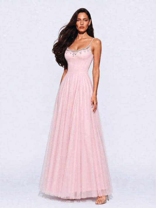 Inez Voluminous Tulle Camisole Maxi Dress