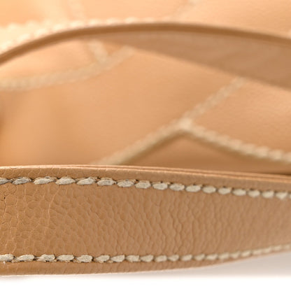 Caviar CC Stitched Medium Tote Beige
