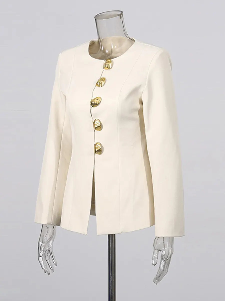 Rosalyn Metal Buckle Embellished Suit Two Piece Set