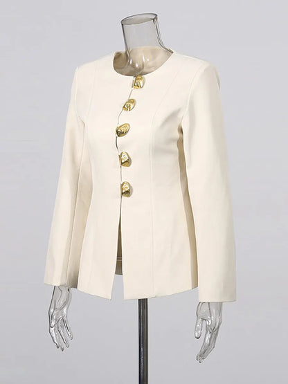 Rosalyn Metal Buckle Embellished Suit Two Piece Set