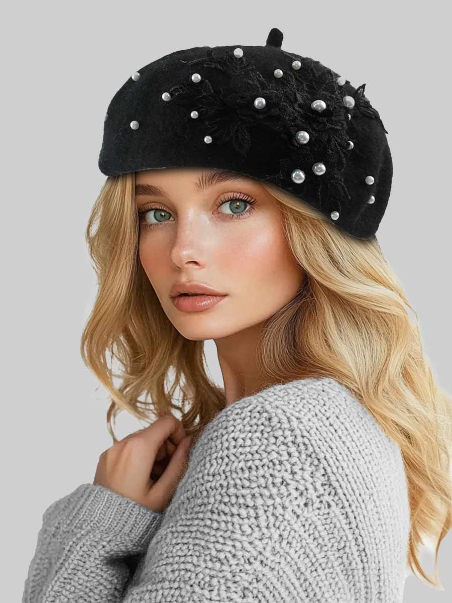 Mariana Pearl Beaded Lace Beret