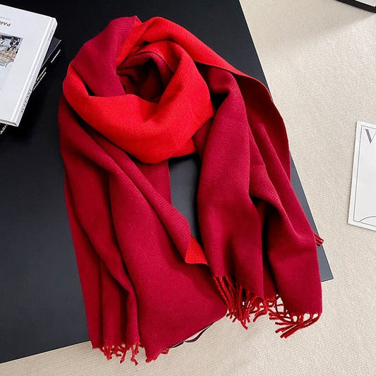 Color Blocking Imitation Cashmere Scarf