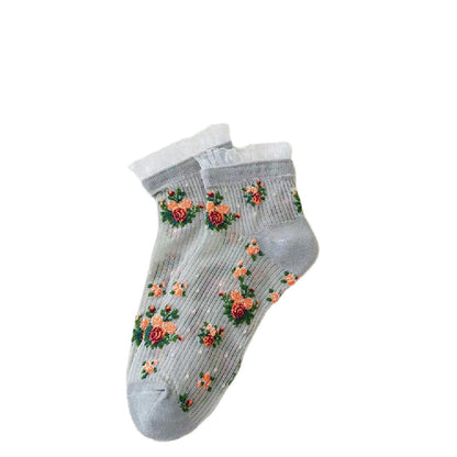 Rufia - Floral Lace Ankle Socks – 5 Colors