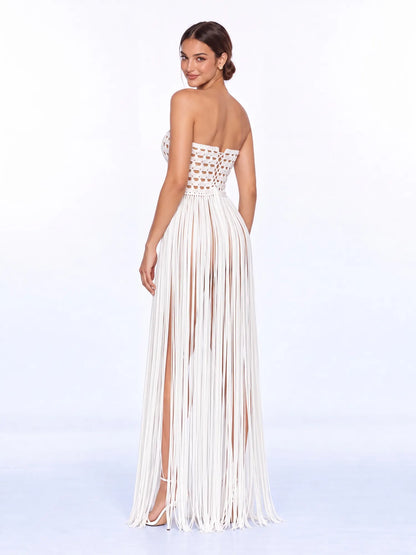 Melinda Crochet Fringe Maxi Dress