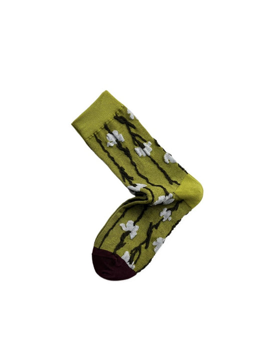Rufia - Women’s Vintage Floral Embossed Mid-Calf Socks