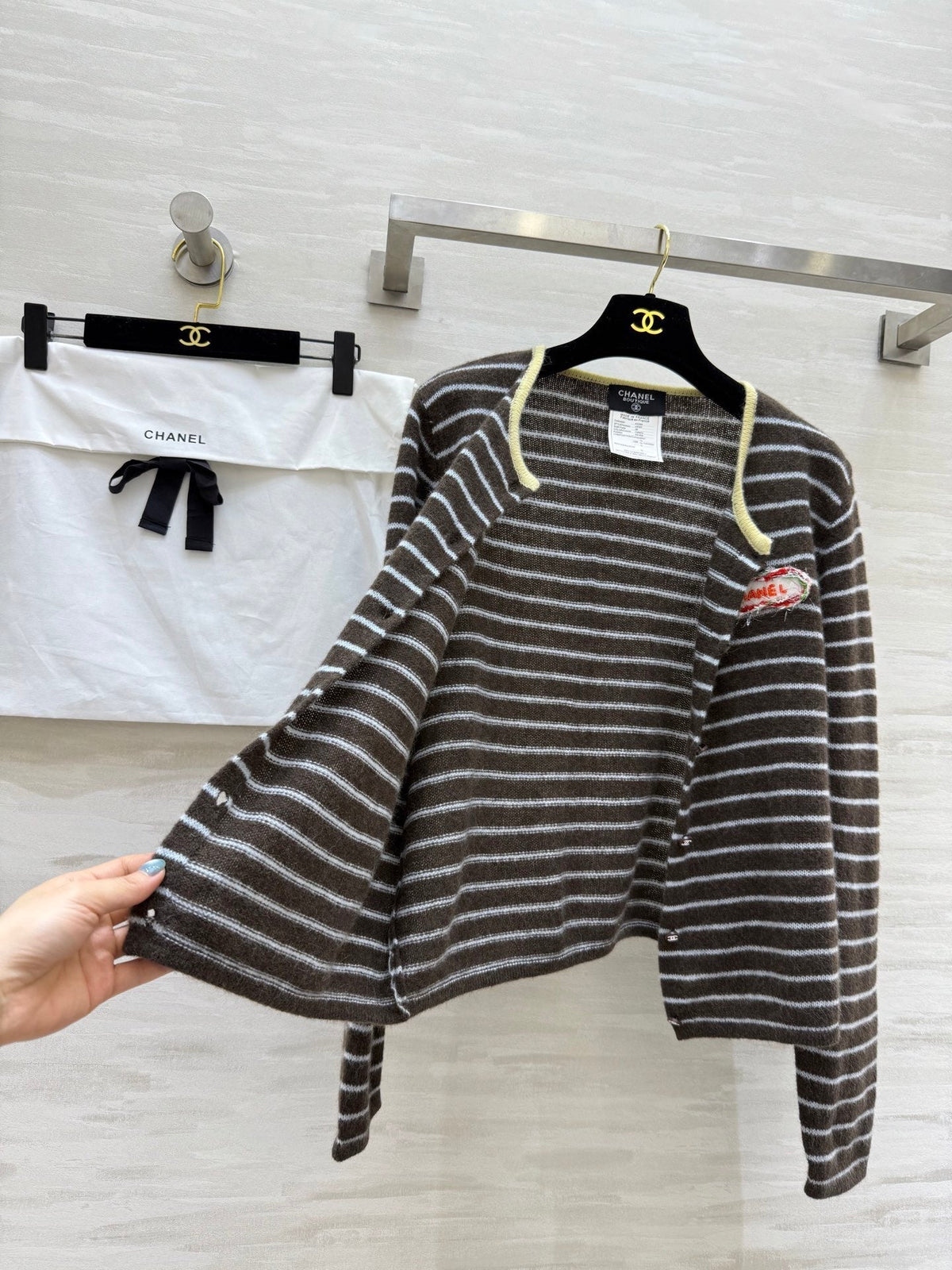 CC Alpaca Striped Cardigan Jacket Wool 343299