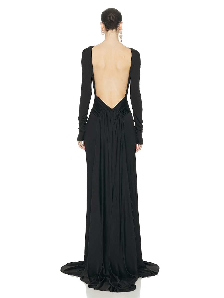 Leona Open Back Long Sleeve Maxi Dress