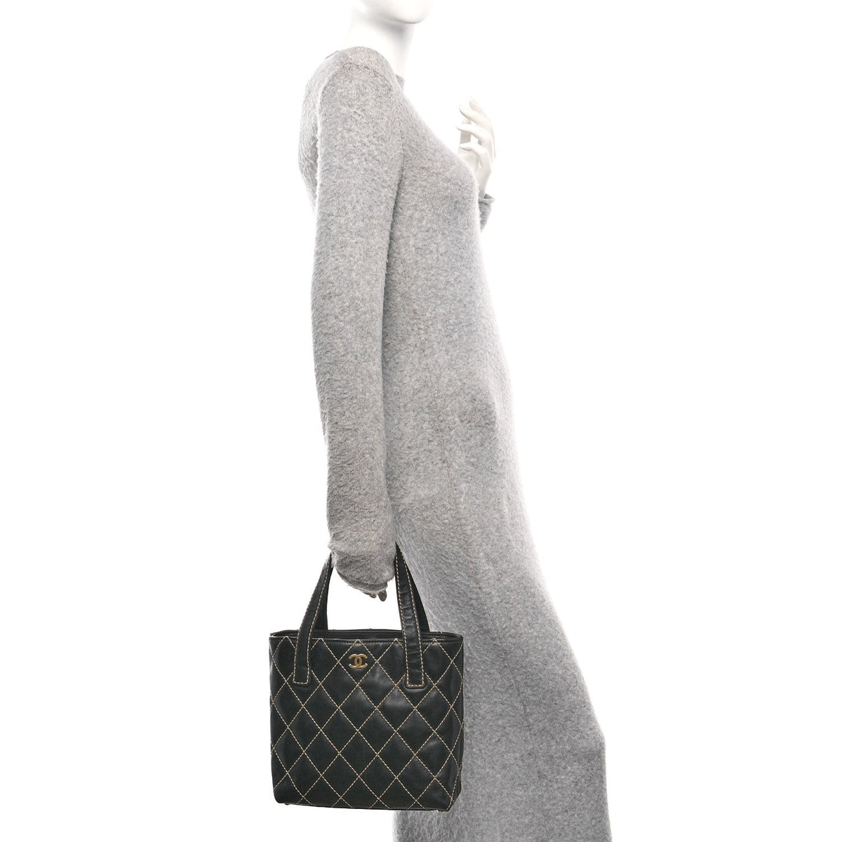 Calfskin Wild Stitch Tote Black