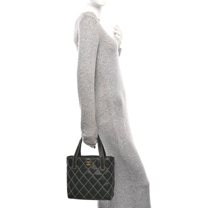 Calfskin Wild Stitch Tote Black
