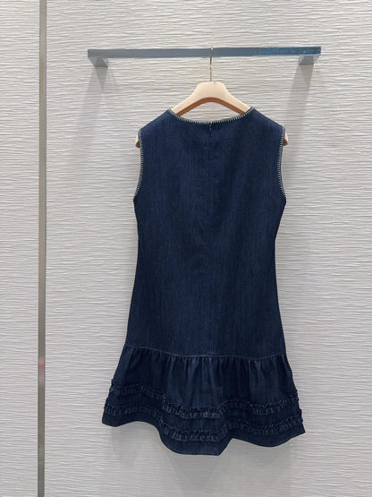 Miumiu 2026 Vest Dress Blue Cotton