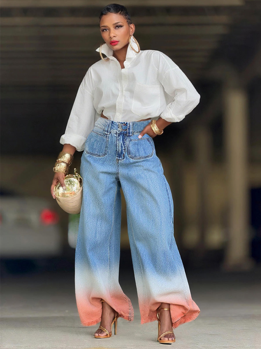 Celestia Gradient High-Waisted Jeans
