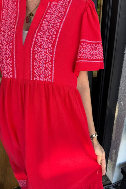 Women's V-Neck Boho Maxi Dress
