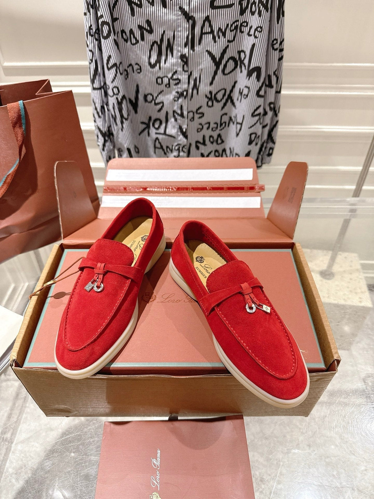 LP Summer Charms Walk Loafers Red Suede 565850