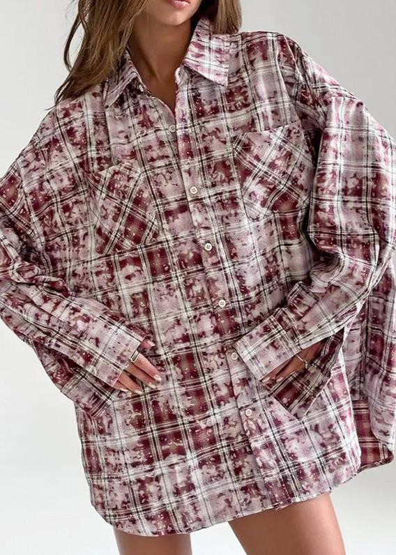 Oversized Plaid Shirt Soft Breathable Fabric