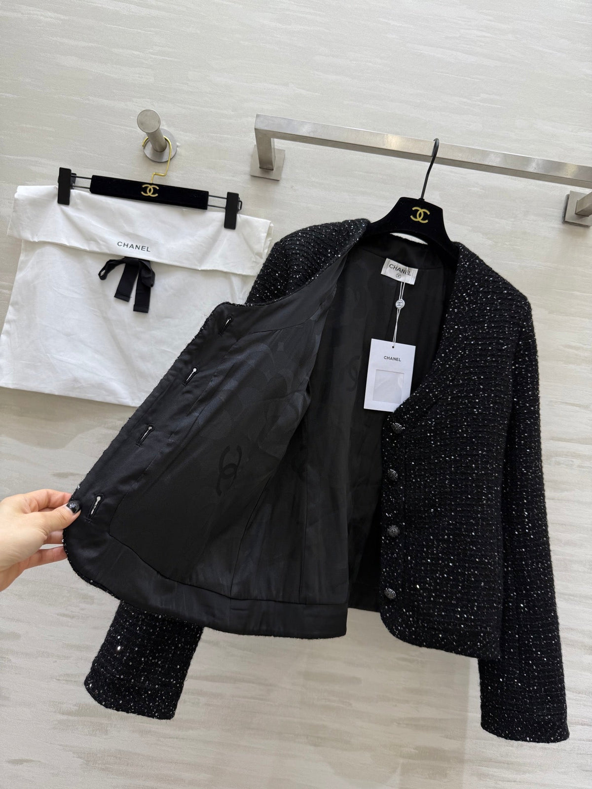 CC 26s Jacket Black Sparkling Sequined Tweed 352318