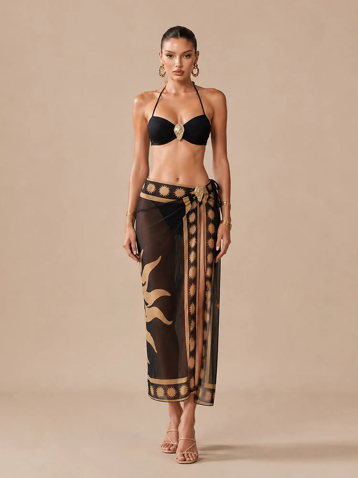 Chloe Printed Lace-Up Bikini Set