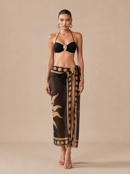 Chloe Printed Lace-Up Bikini Set