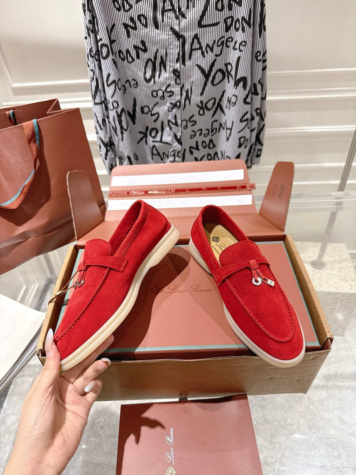 LP Summer Charms Walk Loafers Red Suede 565850