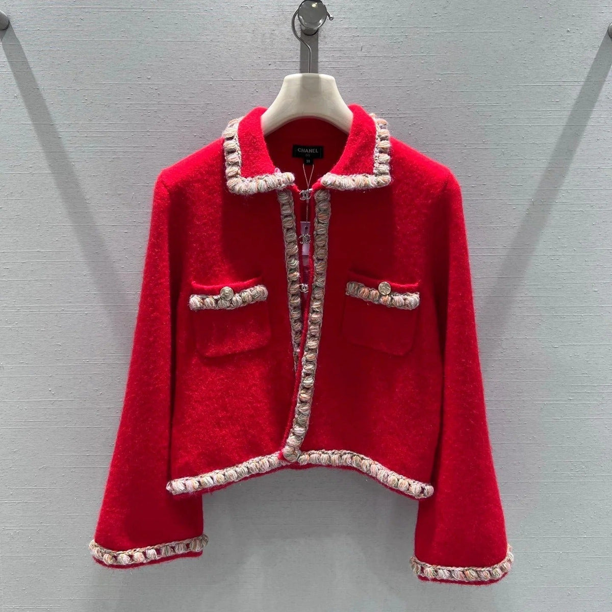 CC 26 Short Jacket Red White Wool 340296