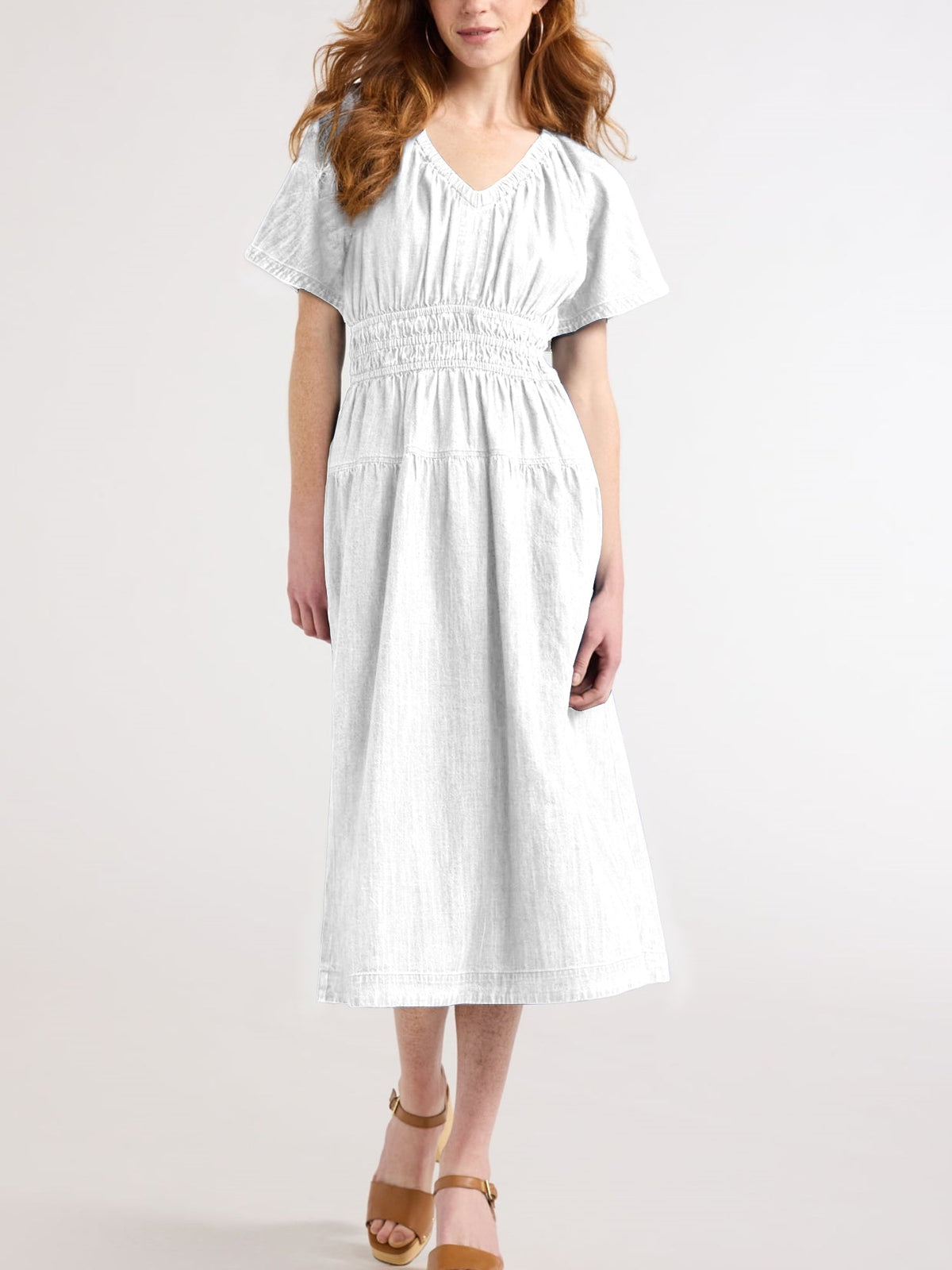 Hot Sale Women's Lightweight Denim Tiered Midi Dress