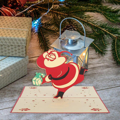 3 Pcs/Lot 3D Stereoscopic Christmas Card Santa Claus Greeting Cards  Envelope Paper Carving Card For Birthday Party