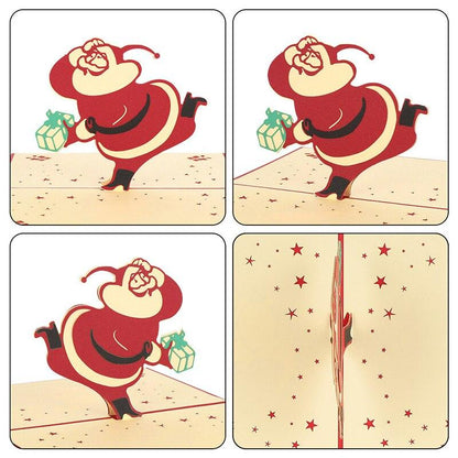 3 Pcs/Lot 3D Stereoscopic Christmas Card Santa Claus Greeting Cards  Envelope Paper Carving Card For Birthday Party