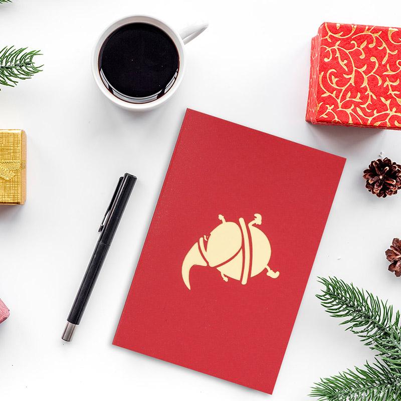 3 Pcs/Lot 3D Stereoscopic Christmas Card Santa Claus Greeting Cards  Envelope Paper Carving Card For Birthday Party