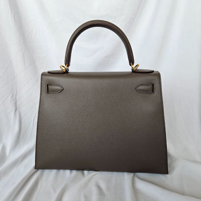 Hermès Kelly II Sellier 28 Etoupe Handbag