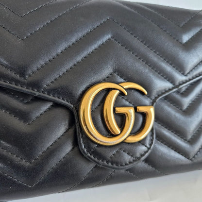 Gucci GG Marmont Chevron Quilted Wallet on Chain
