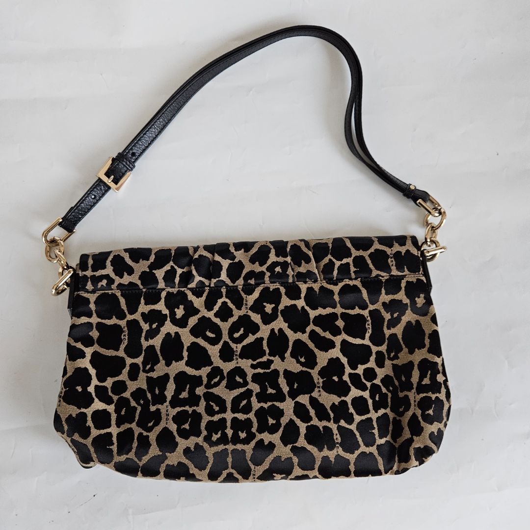 Fendi Black Canvas Animal Print Jacquard New Forever Flap Shoulder Bag