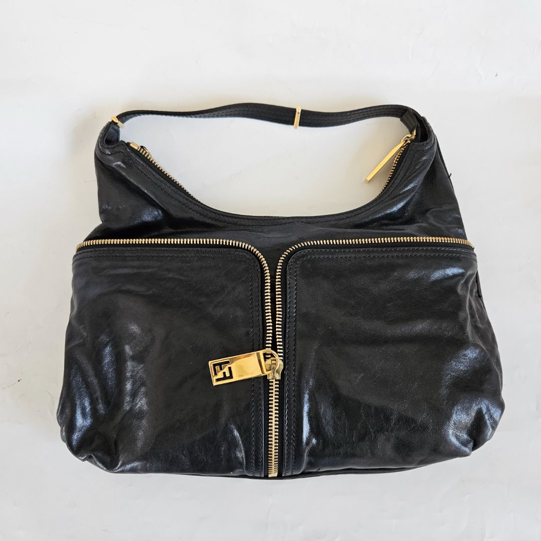 Fendi black leather hobo bag