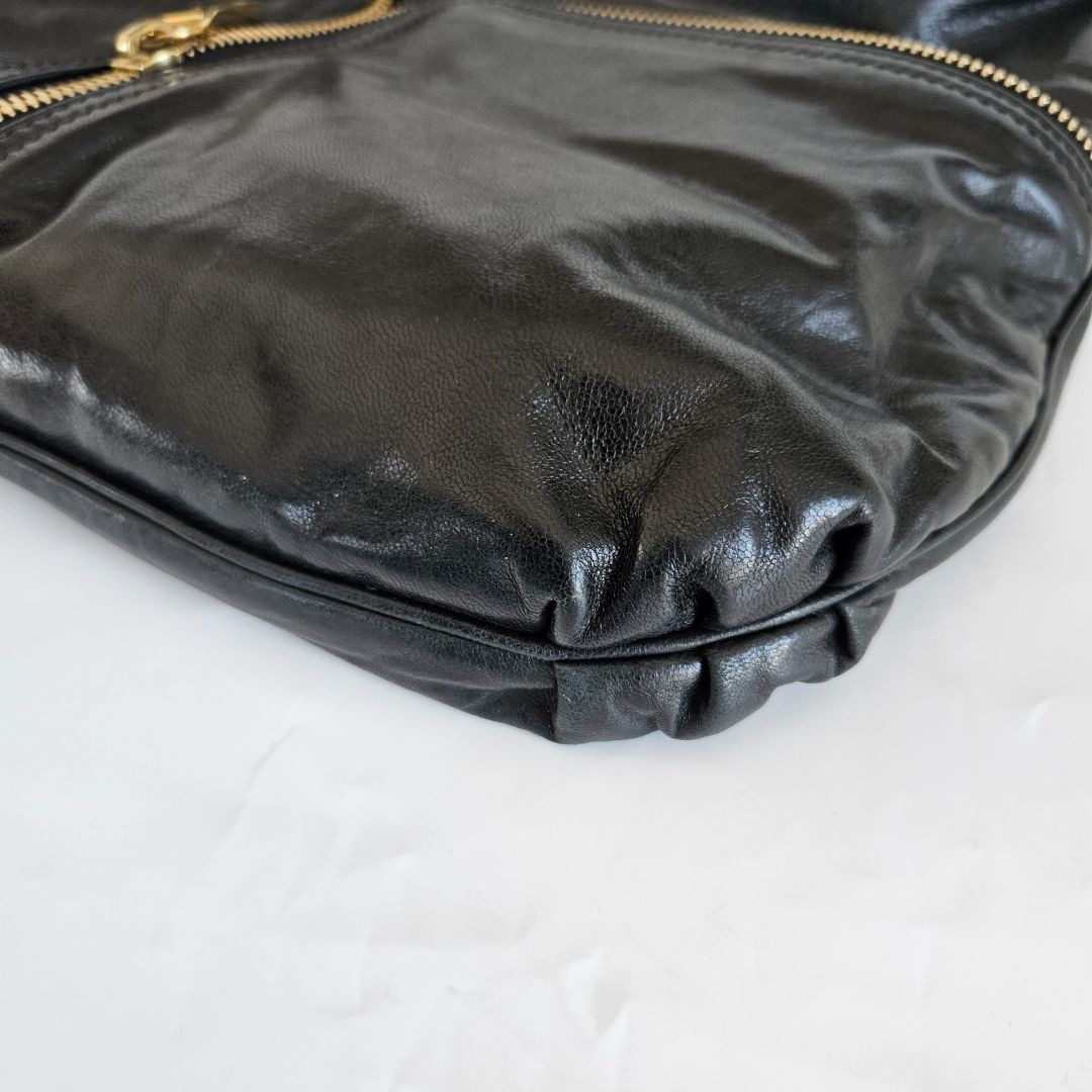 Fendi black leather hobo bag