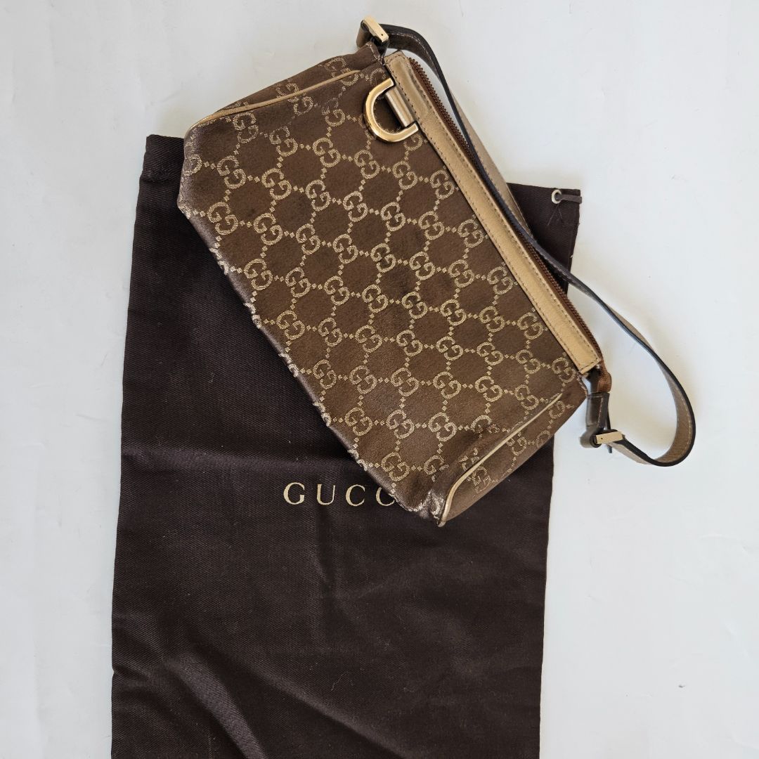 Gucci Bronze Guccissima Pochette Clutch Bag