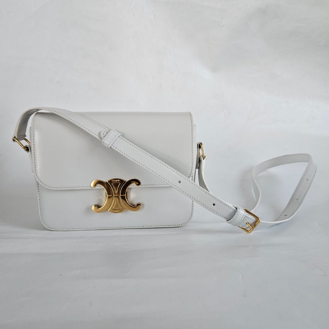 Celine Shiny White Teen Triomphe Bag