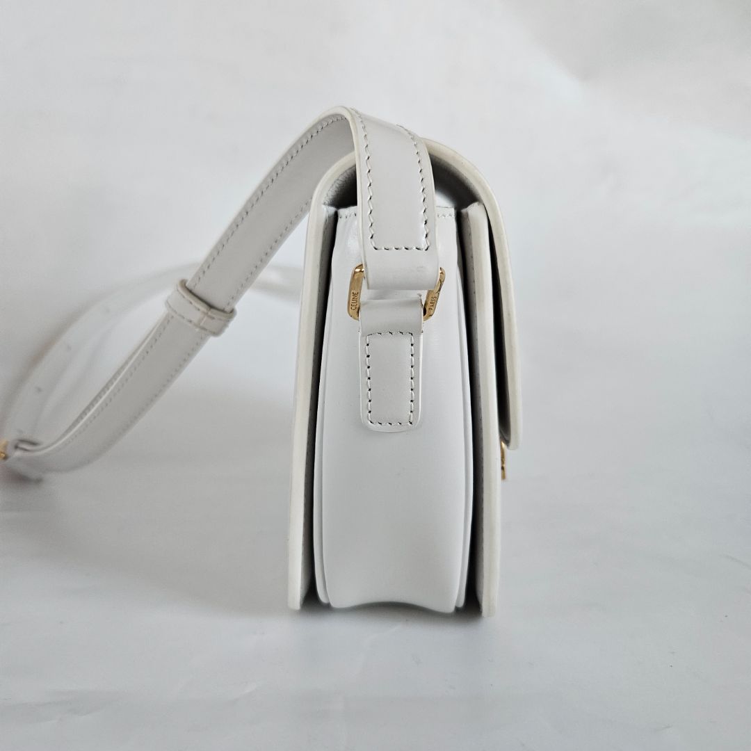 Celine Shiny White Teen Triomphe Bag