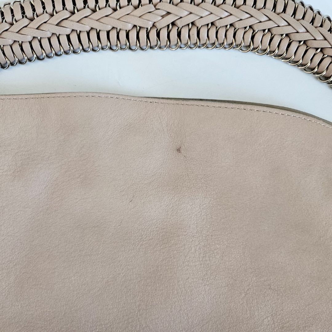 Salvatore Ferragamo Beige Leather Stitch Shoulder Aria Hobo Bag