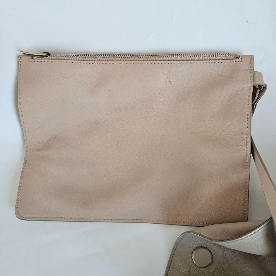 Salvatore Ferragamo Beige Leather Stitch Shoulder Aria Hobo Bag