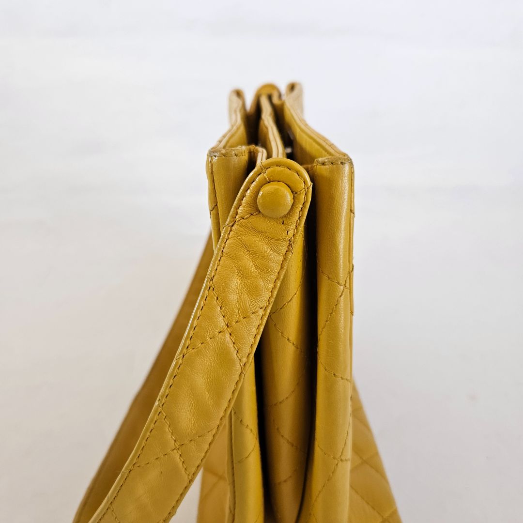 Chanel Yellow Vintage Shoulder Small Shopper Tote