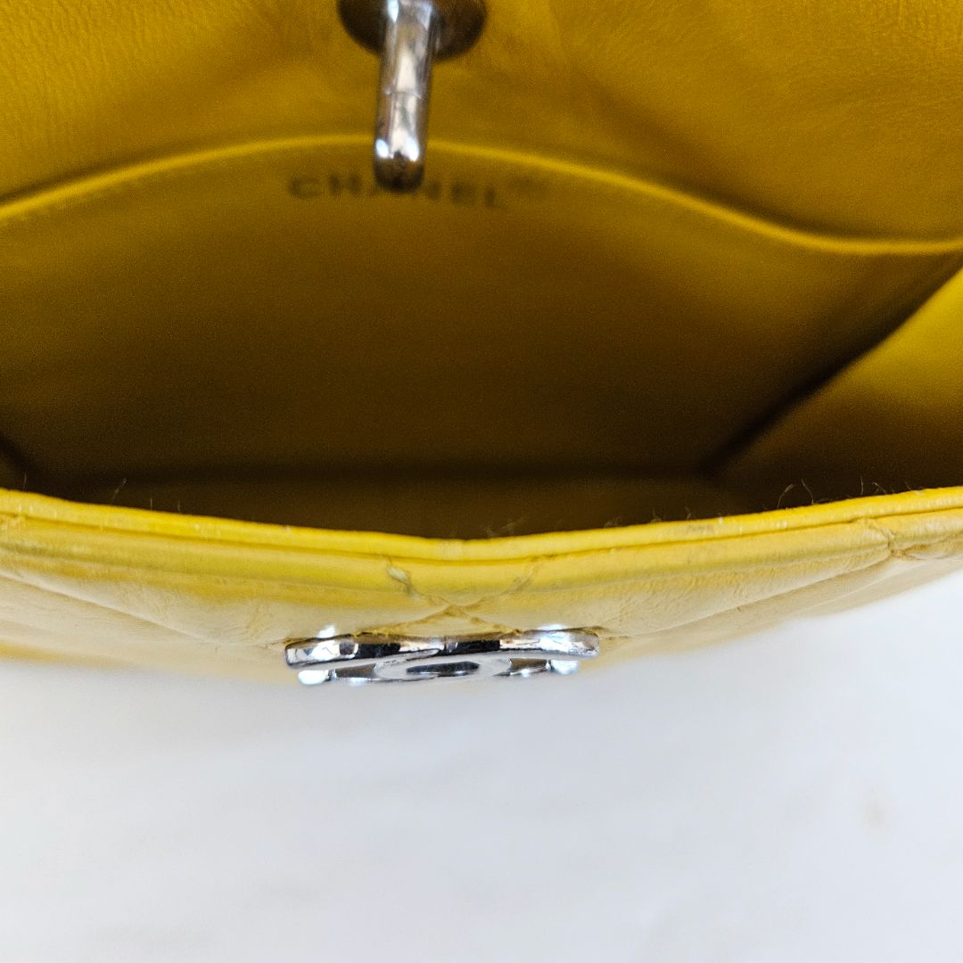 Chanel Yellow Vintage Shoulder Small Shopper Tote