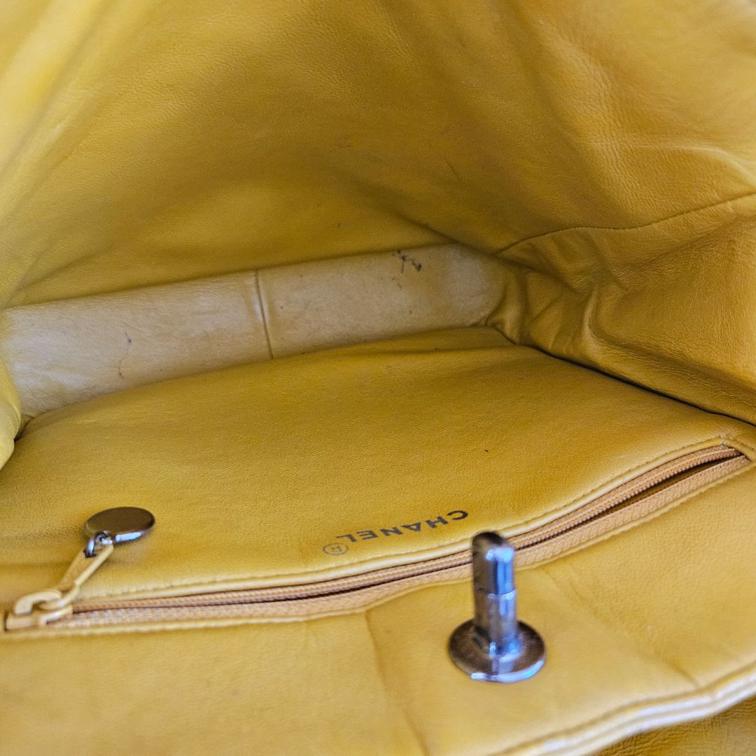 Chanel Yellow Vintage Shoulder Small Shopper Tote