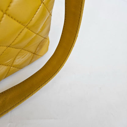 Chanel Yellow Vintage Shoulder Small Shopper Tote