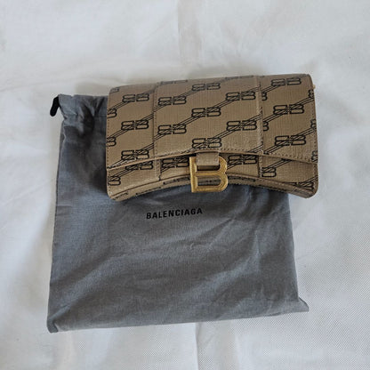 Balenciaga Hourglass Wallet On Chain Brown/Black BB Monogram Coated Canvas