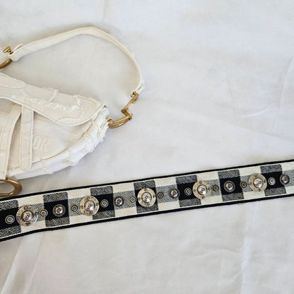 Dior White Patchwork Saddle bag with Bejeweled strap