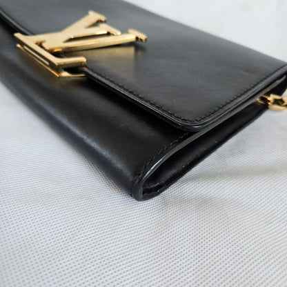 Louis Vuitton Black Leather Chain Louise GM Bag