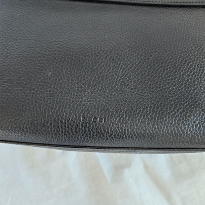 Gucci Black Leather Large GG Marmont Shoulder Bag