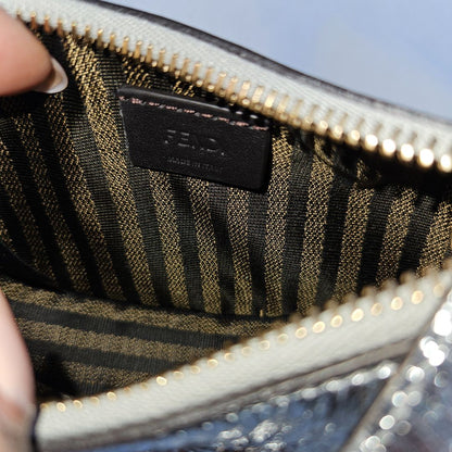 Fendi silver metallic leather mini-bag