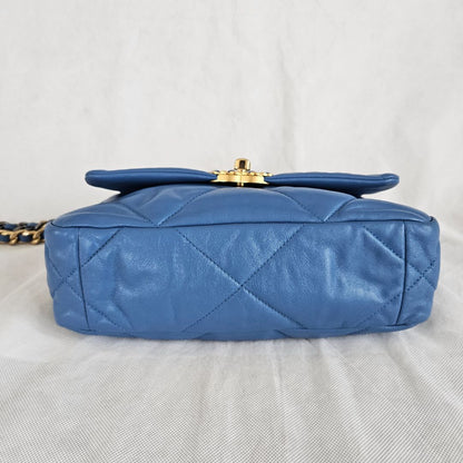 Chanel Blue Quilted Leather Small 19 Flap Bag